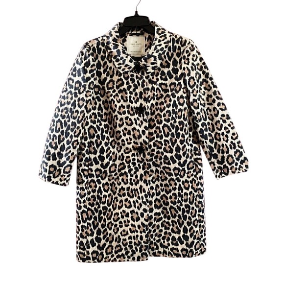 kate spade Jackets & Blazers - kate spade leopard print top coat Sz 2 animal cotton silk day disco franny